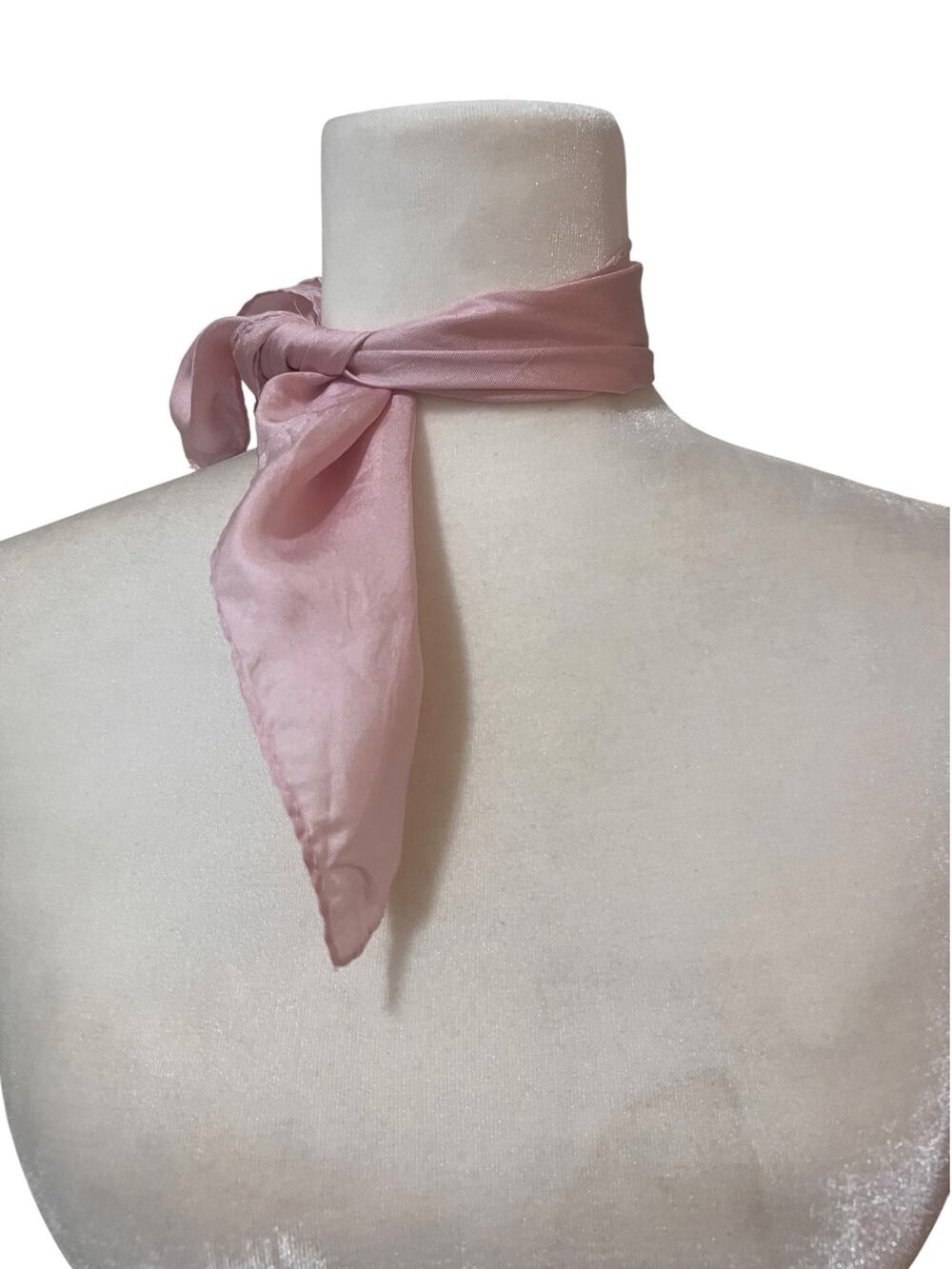Delicate Soft Pink Silk Square Bandana Neck Scarf Preppy Coquette Romantic